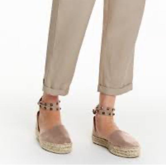 Garnet Hill Shoes - Garnet Hill Womens Espadrille Margo Studded Straps Wrap Sandals Sz 37Tan Leather